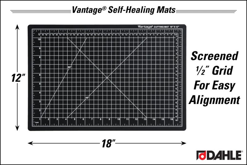 Dahle Vantage 10671 Premium Self-Healing Cutting Mat, 12"x18", 1/2" Grid, 5 Layers for Max Healing, Perfect for Crafts & Sewing, Black - Image 2